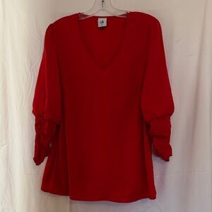 CAbi Bold Red V-Neck Blouse